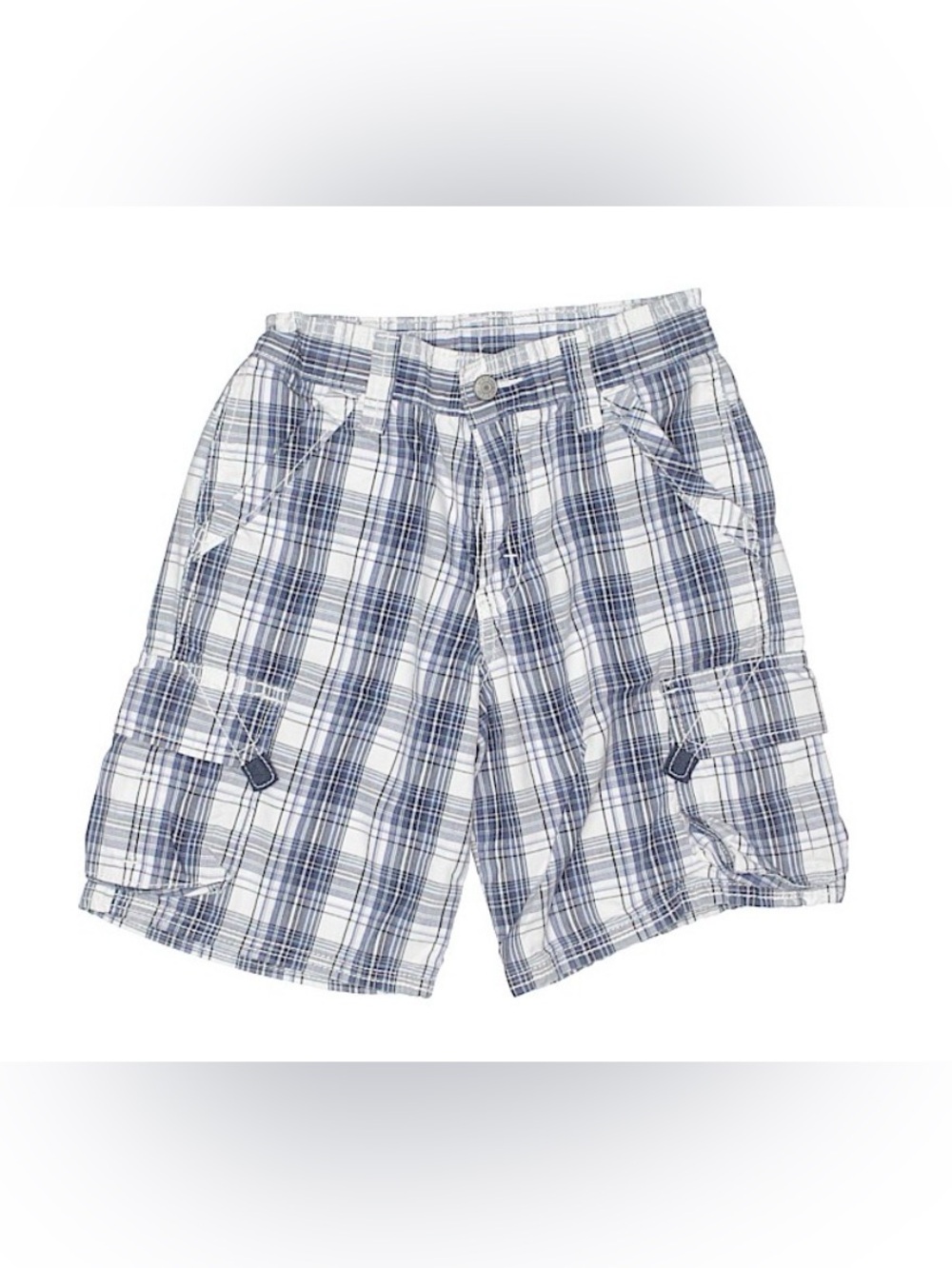 WRANGLER White and Blue Plaid Cargo Shorts